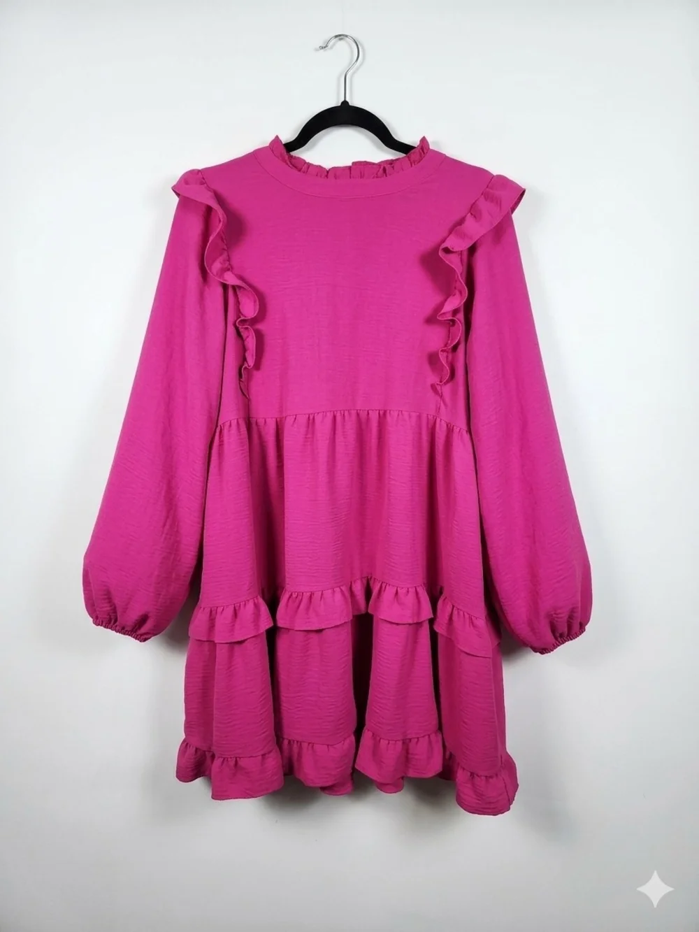 JODIFL Pink Ruffle Dress | Boutique Mini Dress | Feminine Boho Cottagecore | - Picture 8 of 10